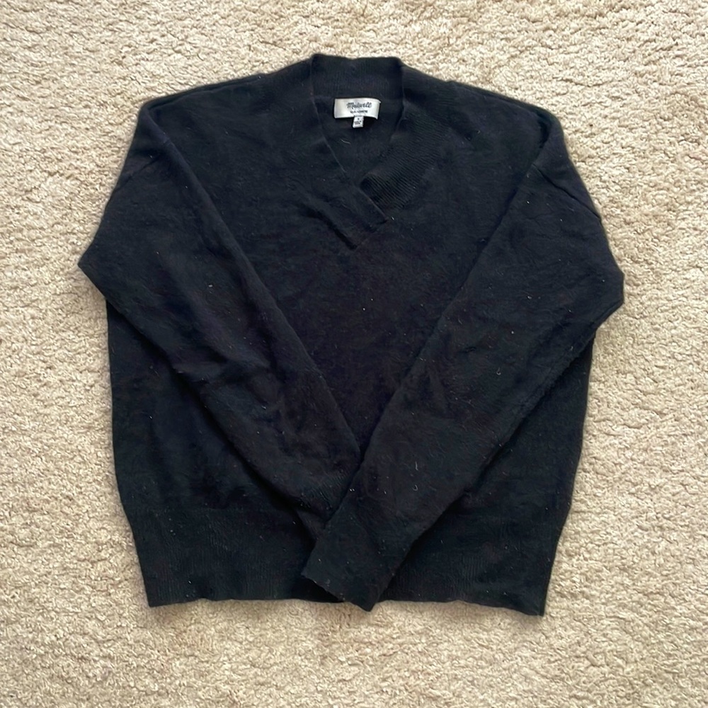 Madewell 100% cashmere, black sweater, size Small
